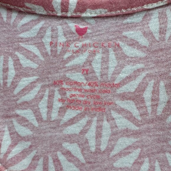 PINK CHICKEN Steph Dress Girls 7 Pink White Geometric Floral Long Sleeve Pockets - Picture 5 of 5